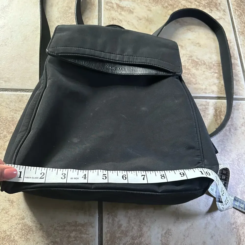 Cole Haan Mini Backpack With‎ Hidden Back Zipper Pocket Nylon Leather Trim